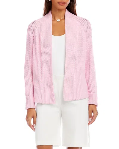 Karen Kane Cropped Open Front Cardigan Sweater In Pink