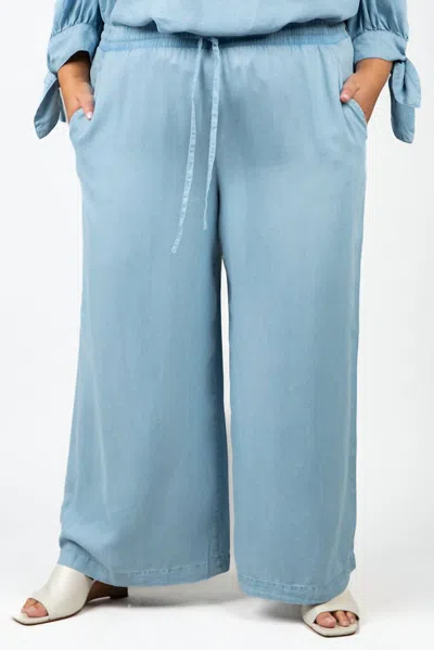 Karen Kane Cropped Pant In Chambray In Blue