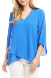 Karen Kane Crossover Hem Asymmetric Top In Blue