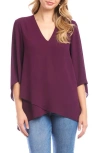Karen Kane Crossover Hem Asymmetric Crepe Top In Purple