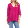 Karen Kane Crossover Hem Asymmetric Top In Pink