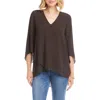 Karen Kane Crossover Hem Asymmetric Top In Brown