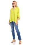 Karen Kane Bracelet Sleeve Asymmetric Top In Citron