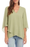 Karen Kane Crossover Hem Asymmetric Top In Moss