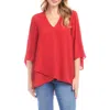 Karen Kane Crossover Hem Asymmetric Top In Red