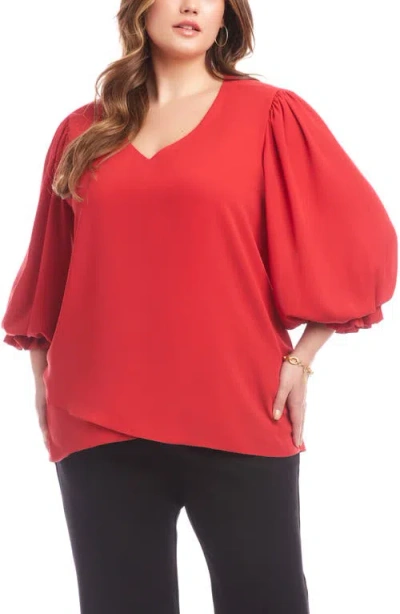 Karen Kane Crossover Hem Asymmetric Top In Red