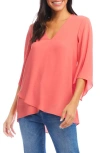 Karen Kane Crossover Hem Asymmetric Top In Salmon