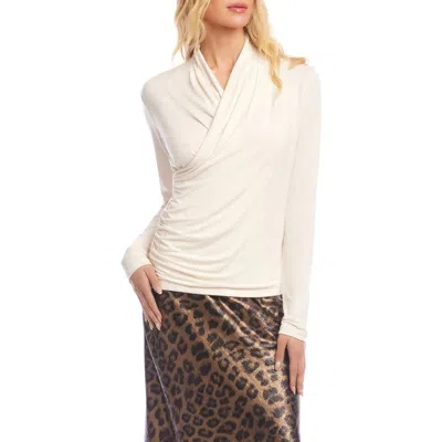 Karen Kane Crossover Side Shirred Top In White