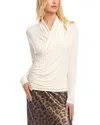 Karen Kane Crossover Side Shirred Top In White