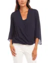 Karen Kane Daphne Drape Front Crossover Top In Navy In Navy