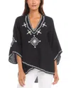 Karen Kane Embroidered Crossover Top In Navy