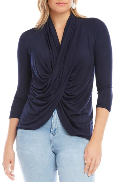 Karen Kane Crossover Top In Navy