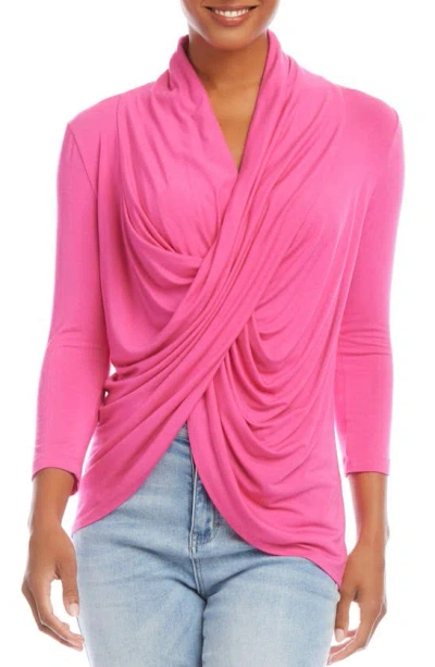 Karen Kane Crossover Top In Pink