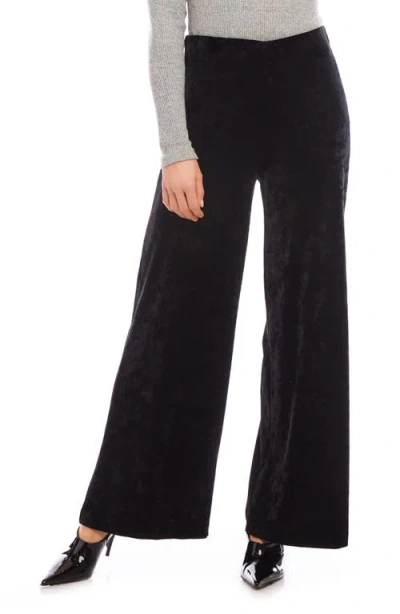 Karen Kane Crushed Velvet Ankle Wide Leg Pants In Black