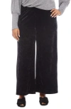 Karen Kane Crushed Velvet Ankle Wide Leg Pants In Black