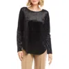 Karen Kane Crushed Velvet Top Shirttail Top In Black