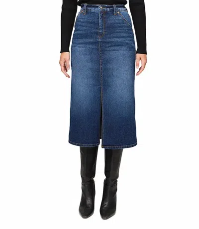 Karen Kane Crystal Girl Midi Skirt In Denim In Blue
