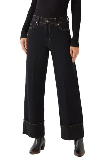 Karen Kane High Rise Cuffed Cropped Jeans In Black