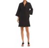 Karen Kane Cuffed Sleeve Linen Dress In Black In Black
