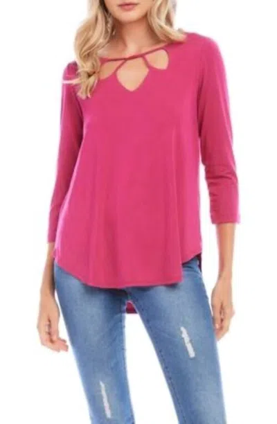 Karen Kane Cut-out Shirttail Tee In Raspberry In Multi