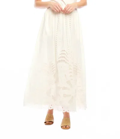 KAREN KANE CUTOUT EMBROIDERY MIDI SKIRT IN CREAM