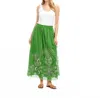 Karen Kane Cutout Embroidered Cotton Maxi Skirt In Green