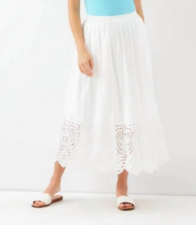 Karen Kane Embroidered Eyelet Cotton Midi Skirt In White