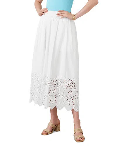 Karen Kane Cutout Embroidery Midi Skirt In White