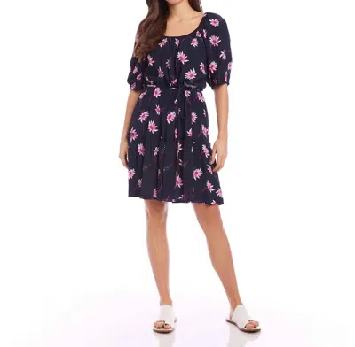 Karen Kane Darling Daisy Tiered Short Dress In Navy In Brown