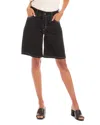 Karen Kane Contrast Stitch Denim Bermuda Shorts In Black