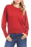 Karen Kane Dolman Sleeve Crewneck Sweater In Red