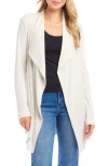 Karen Kane Drape Collar Rib Longline Cardigan In Heather