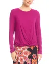 Karen Kane Drape Crossover Hem Top In Purple