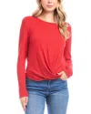 Karen Kane Drape Crossover Hem Top In Red