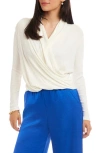 Karen Kane Drape Crossover Rib Top In White