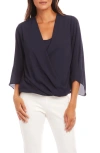 Karen Kane Daphne Drape Front Crossover Top In Navy In Navy