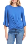 Karen Kane Drape Front Jersey Top In Blue