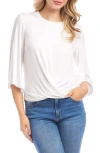 Karen Kane Drape Front Jersey Top In White