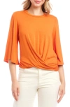 Karen Kane Drape Front Jersey Top In Orange