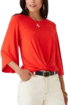 Karen Kane Drape Front Top In Dark Orange