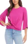 Karen Kane Drape Front Top In Dark Pink