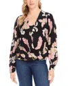 Karen Kane Floral Drape Front Top In Floral