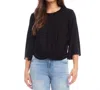 Karen Kane Drape Front Jersey Top In Black