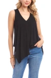 Karen Kane Drape Layered Asymmetric Tank In Black