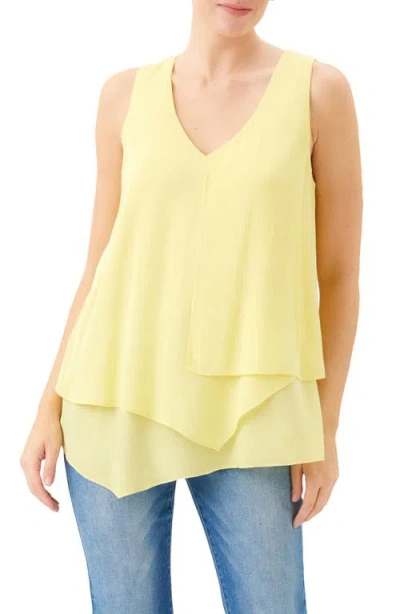 Karen Kane Drape Layered Asymmetric Tank In Yellow