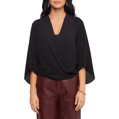 Karen Kane Draped Front Crossover Top In Black
