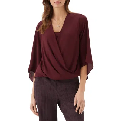 Karen Kane Draped Front Crossover Top In Burgundy