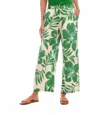 Karen Kane Drawstring Ankle Pants In Green Floral Print In Multi