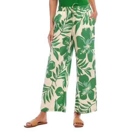 KAREN KANE DRAWSTRING ANKLE PANTS IN GREEN FLORAL PRINT