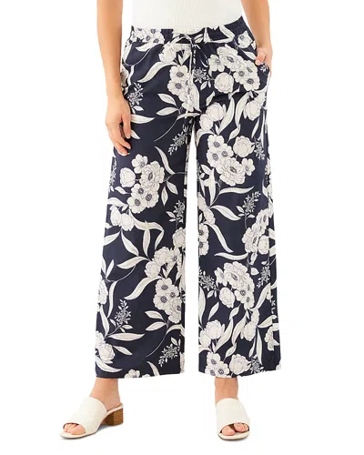 Karen Kane Floral Print Cotton Drawstring Ankle Wide Leg Pants In Multi